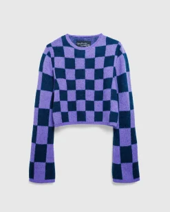 New Stockholm Surfboard Club Yoko Top Purple Check purplecheck