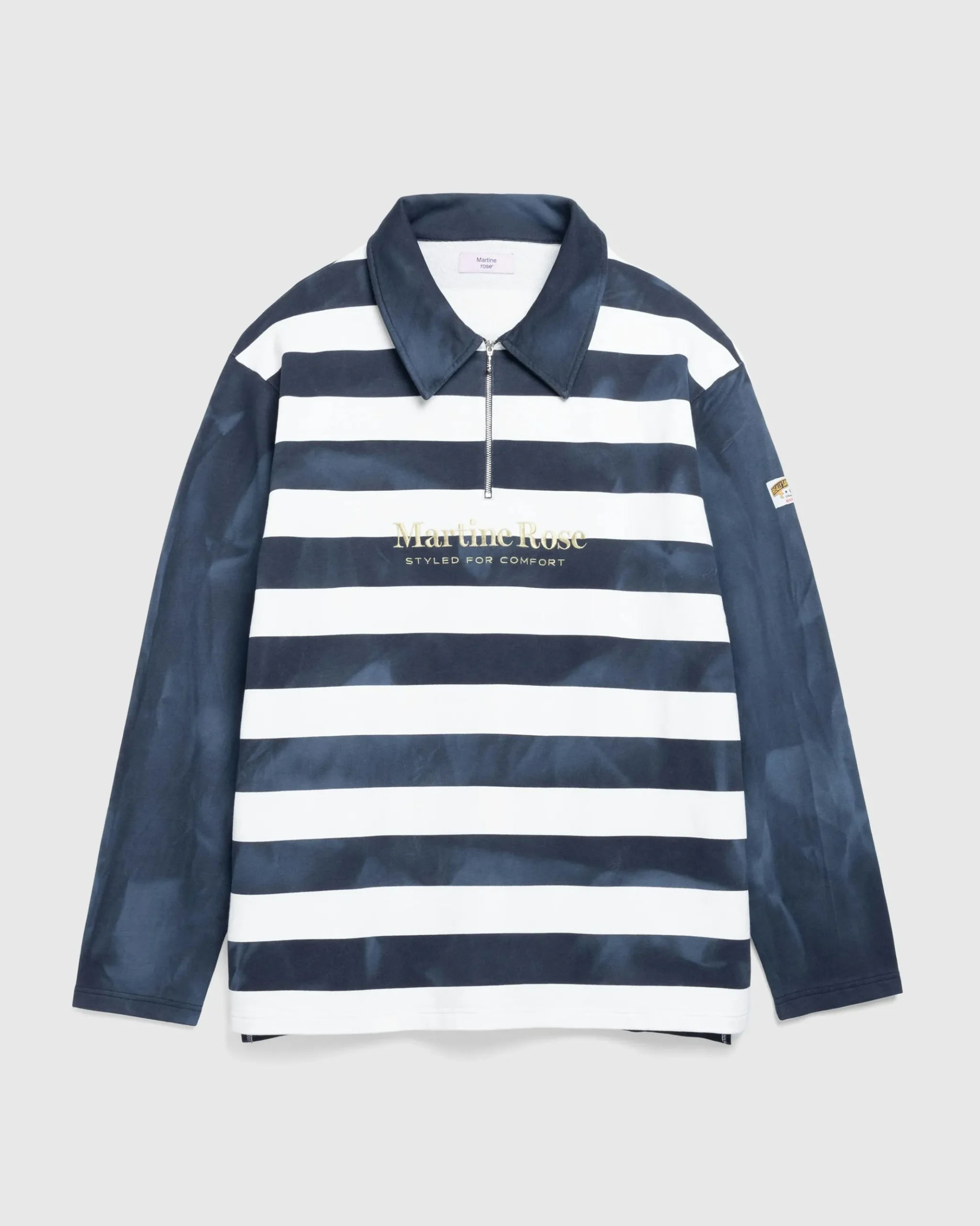 Best Sale Martine Rose Zip Up Polo Navy/White Stripe navy/whitestripe