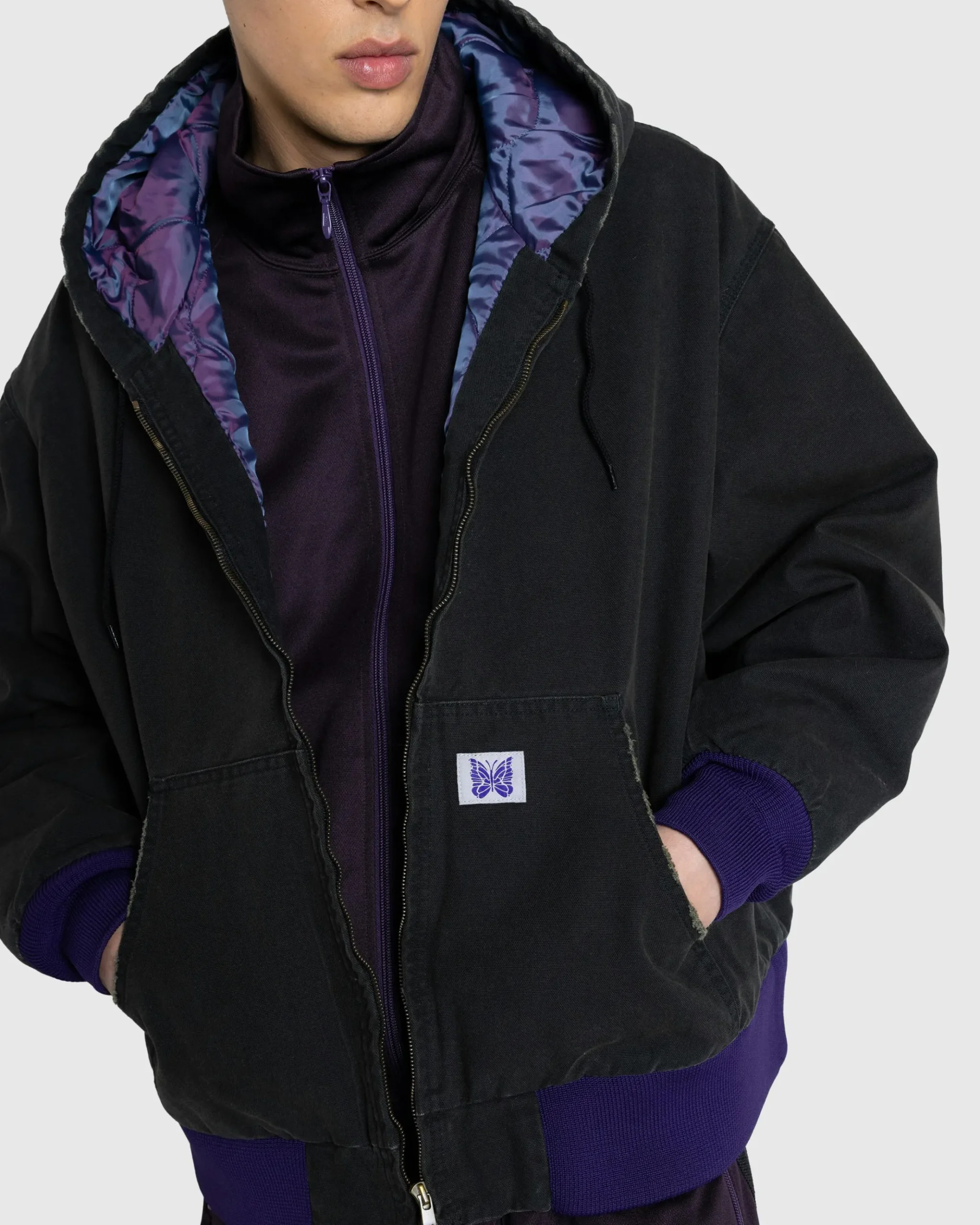 Shop Needles Zipped Work Hoodie 11oz Cotton Oxford black